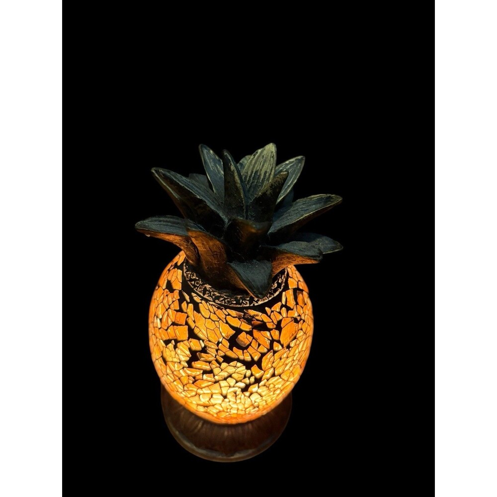 7" Pineapple Mosaic Crackle Table Decorative Accent Table Lamp - Picture 2 of 10